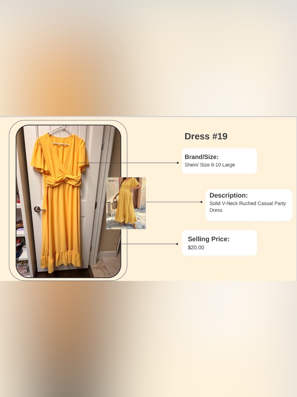 SHEIN Mustard Yellow V-Neck Ruffle-Hem Maxi Dress